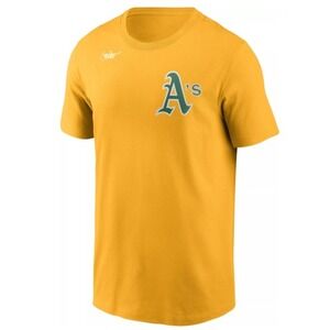 Oakland Athletics Shirt Men's Large Reggie Jackson #9 Yellow T-Shirt Nike